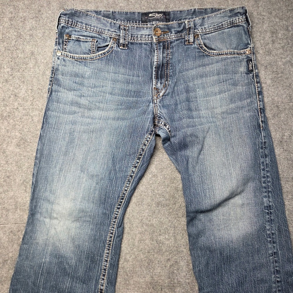 Silver Jeans Co Mens Zac Relaxed Straight Leg Blue Denim Jeans Medium Wash 39x29 - Picture 3 of 16